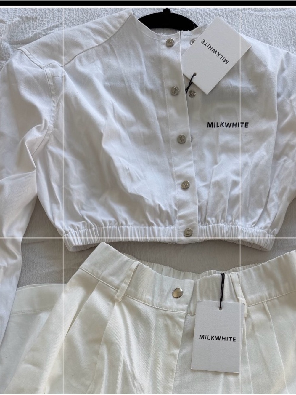 MILKWHITE Women's White long sleeve white button shirt